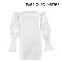 Robe mini élégante décontractée blanche à épaules dénudées, manches trois quarts, coupe ajustée, sexy, plissée, tenue de soirée pour femme