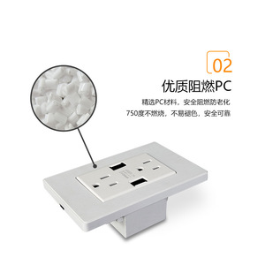 <b>Usb</b> <b>Socket</b> 120V 15A <b>Usb</b> A 2 Ports <b>With</b> Safety Door For Foreign Trade - Product Image 2