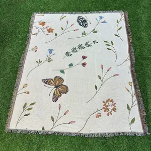 LOW MOQ Quick Customization Tapestry Throw Blanket Custom Woven Blanket