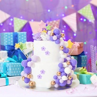 Ensemble de 32 pièces de taille mixte pour gâteau d'anniversaire Boules en mousse blanc or argent rose Élégantes fausses boules Décorations de gâteau