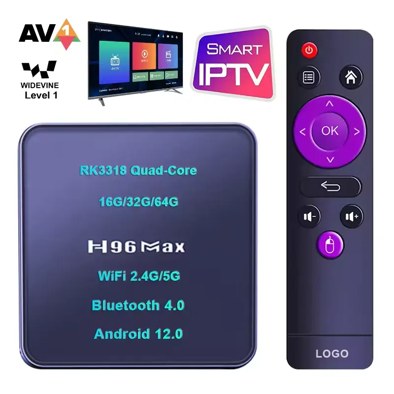 卸売H96maxTVボックス (8Kサブスクリプション付き) 12か月IPTVM3Uリスト無料ワールドIPTVテスト新しいファームウェアアップデート送料無料