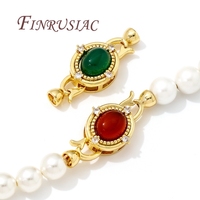 Fermoirs de bijoux en pierre naturelle incrustés plaqué or véritable 18 carats attaches serrures Bracelets accessoires pour composants de résultats de bijoux
