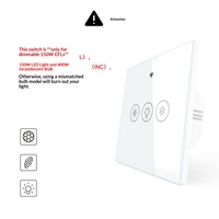 Interrupteur intelligent Wi-Fi tactile et dimmable pour la maison, avec contrôle vocal et minuterie via application, panneau en verre trempé de style européen pour le contrôle de l'éclairage