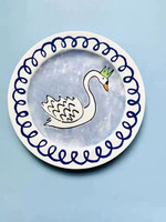 Assiette à dîner en céramique faite à la main et peinte à la main, motif végétal, assiette décorative ronde pour dessert, salade, vaisselle de cuisine à domicile