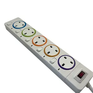 2023 5 outlet 3m/5m white uk standard individual switch power strip Multi-function electric extension plug and socket