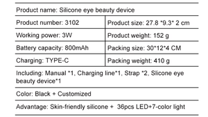 Masque oculaire portable en silicone, appareil de beauté pour usage domestique, soin des yeux, réduction des cernes et des rides, rajeunissement, réutilisable - Product Image 4
