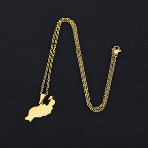 Collier pendentif géométrique en acier inoxydable plaqué or, chaîne à maillons, bijoux pour hommes et femmes, polissage miroir - Product Image 6