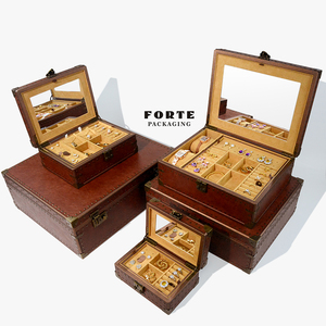 Forte luxe cuir voyage <span class=keywords><strong>bijoux</strong></span> étui Rivet <span class=keywords><strong>bijoux</strong></span> organisateur boîte métal stockage serrure <span class=keywords><strong>miroir</strong></span> sur le pouce <span class=keywords><strong>bijoux</strong></span> stockage - Product Image 1