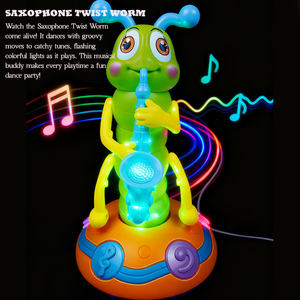 Jouet musical et lumineux universel pour tout-petits : insecte marcheur électrique mignon de dessin animé, ver torsadé saxophone pour enfants - Product Image 3