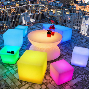 เก้าอี้บาร์ทรงลูกบาศก์ LED เปลี่ยนสีได้แบบทันสมัยพร้อมรีโมทควบคุมสำหรับรับประทานอาหารโรงแรมไนท์คลับใช้ในบ้านบาร์ - Product Image 1