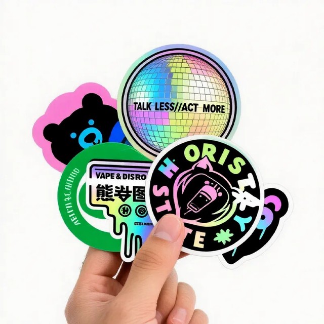 Free Proofing Custom Waterproof Printing Logo Packaging Gloss Vinyl Holographic Custom Die Cut Sticker