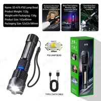 Lampe torche LED rechargeable par USB haute puissance 1000+ lumens IP65 avec zoom, portée du faisceau 400-500 m, mode SOS pour le camping