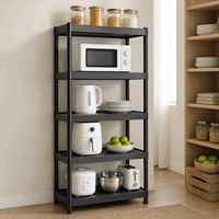 Chariot de rangement de cuisine à 5 niveaux sur roulettes, étagère métallique avec portes vitrées, support pour four à micro-ondes, organisateur