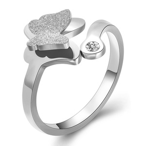 Butterfly Fashion <b>Ring</b> 18K Rose Gold <b>Open</b> Adjustable With Diamond Inlay For Women Gift Jewelry - Product Image 5