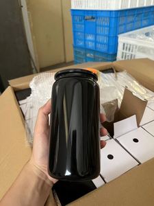 Vaso de Vidrio Negro de 16 oz con Tapa de Plástico para Café Helado, Refrescos, Vaso de Café Reciclable Negro Brillante para Envolturas UV DTF - Product Image 2