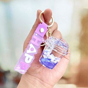 Creative Cartoon Purple Liquid Keychain Bag Charm Car Keyrings Floating Bottle Quicksand Purple Acrylic <b>Keyring</b> Pendants - Product Image 3