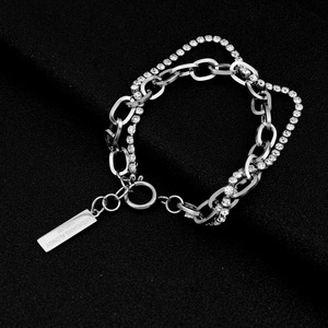Pulsera de Cadena Geométrica de Doble Capa de Diseño Exclusivo y Popular, Pulseras Unisex de Acero de Titanio Personalizadas, Joyería de Moda - Product Image 2