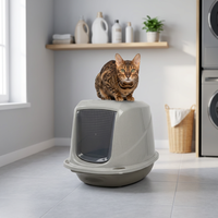 Bac à litière pour chat de qualité supérieure fabriqué en Italie avec un couvercle hygiénique pratique, accessoire de toilette en plastique durable