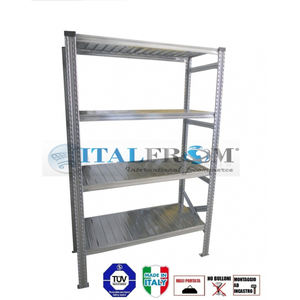 Modulo Iniziale Scaffalatura per Magazzino Zincata 200 cm A X 105 cm L X 50 cm P 4 Ripiani Capacità 240 kg Ciascuno 5 Livelli Imballato in Cartone - Product Image 1