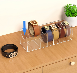 Organisateur de ceintures en acrylique transparent à 7 compartiments, support de rangement et de présentation pour placard, tiroir, maison et magasin - Product Image 3