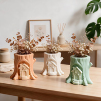Moule en silicone pour pot de fleurs en forme de petit cabanon sur un souche d'arbre, moule DIY pour bougie d'aromathérapie en ciment et plâtre pour décoration d'intérieur