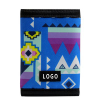 Dompet Lipat Tiga Poliester Logo Game Kustom, Kantong Uang dengan Ritsleting, Penutup Velcro, Tempat Kartu Aman dan Portabel