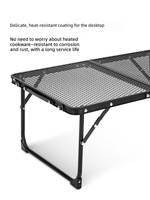Table de camping pliante portable avec plateau en maille métallique, table de pique-nique légère, bureau pliable pour barbecue, randonnée, voyage, fête en plein air