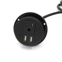 Prise de courant encastrée pour bureau, avec trou rond pour câbles, norme américaine, multiprise dissimulée avec ports USB pour la maison et le bureau