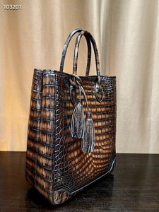 Bolso de Mano de Cuero Genuino de Cocodrilo del Nilo 100%, Estilo Vintage, Cierre Abierto, Lujoso, Suave, Gran Capacidad, para Mujer y Hombre - Product Image 2