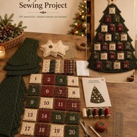 Pafu Regalos de Navidad DIY: Calendario de Adviento de Navidad de 24 bolsillos de tela colgante, decoración de pared acolchada, kits de árbol de calendario de Adviento de Navidad