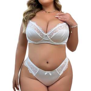 Lencería Sexy Europea y <span class=keywords><strong>Americana</strong></span>, Conjunto de Lencería de Talla Grande con Encaje de Pestañas Ultrafino - Product Image 5