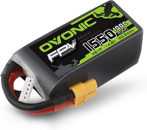 Batterie Lipo OVONIC 4S 1550mAh 14.8V 100C XT60 pour drone de course FPV RC Quadcopter - Product Image 1