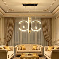 Lustre LED ovale doré avec pendentifs en cristal, commande sans fil, garantie de 3 ans, pour salle à manger, Asie centrale, CE 95W