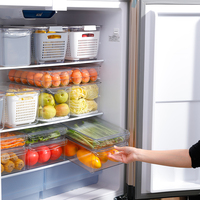 Transparent Lot de 5 bacs de rangement en plastique carrés empilables pour garde-manger multifonctionnel pour réfrigérateur Organisateur Fruits Légumes Nourriture