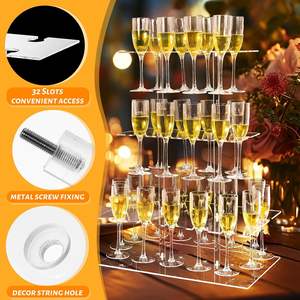 VONVIK <span class=keywords><strong>torre</strong></span> de cristal de champán acrílico transparente, estante de exhibición de cristal de fiesta multicapa - Product Image 3