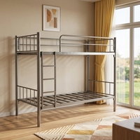 Lit superposé double Besteel au design moderne pour adultes, en acier robuste, démontable, garantie 2 ans, lit double/grand lit