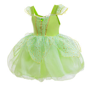 Costume de princesse d'Halloween pour filles, couronne, baguette magique, robe de <span class=keywords><strong>fée</strong></span> verte pour fête de filles, costume d'elfe Tinker Bell - Product Image 3