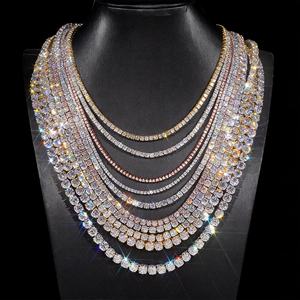 Cadena de tenis de lujo para hombre y mujer, estilo hip hop, con diamantes de laboratorio de 2MM, 3MM, 4MM, 5MM, plata S925, moissanita VVS, joyería fina. - Product Image 1