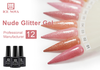 ICE NOVA vente en gros de marque privée à haute teneur en pigments couleur pêche Nail Art Gel à paillettes Ensemble de vernis à ongles en gel de couleur nude