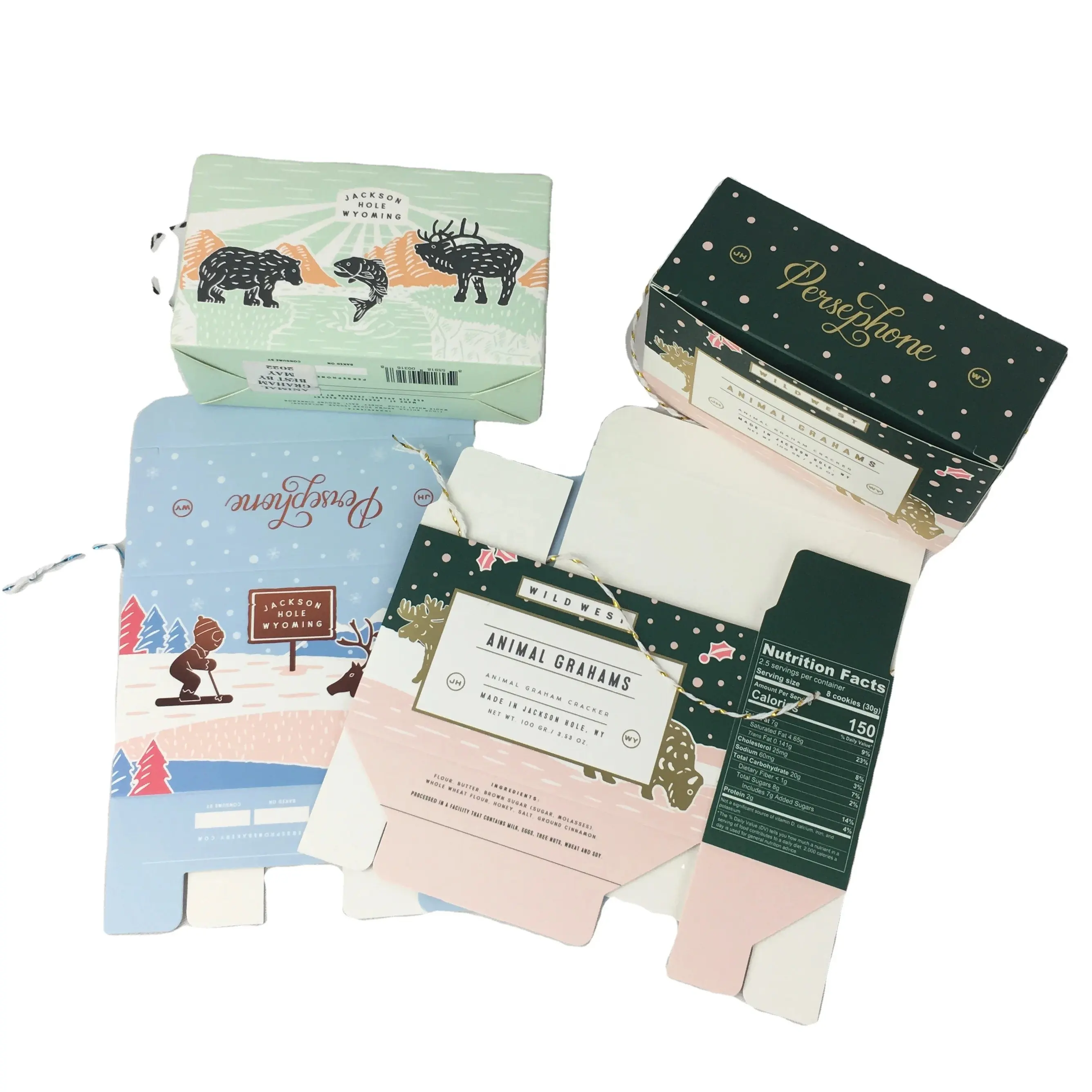 Caja plegable de cartón con diseño de lámina de oro personalizable, caja plegable de cartón para embalaje de productos de regalo de papel colorido para galletas