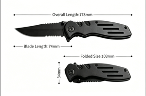 Couteau de survie de <span class=keywords><strong>camping</strong></span> en plein air Black Warrior avec manche en aluminium, couteau pliant tactique multifonctionnel portable - Product Image 6