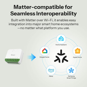 Pour MINI <span class=keywords><strong>DUO</strong></span> Interrupteur intelligent Wi-Fi 2 voies compatible Matter, contrôle double charge, mode relais détachable, compatible Alexa <span class=keywords><strong>Google</strong></span> Home, en polycarbonate - Product Image 4
