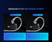 KZ AM16 earphone 8 keseimbangan, earbud HiFi Bass dalam telinga, Headset performa panggung