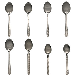 Juego de Cucharas de Postre Portátiles de Acero Inoxidable con Diseño Asiático, Ligeras, Plateadas, con Mango Estampado, Venta al por Mayor - Product Image 1