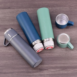 Ensemble de gourde en acier inoxydable à double paroi isolée, 2 tasses, base antidérapante, thermos anti-fuite, cadeau d'affaires, cadeaux classiques - Product Image 4
