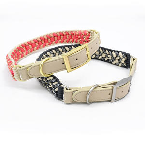 Nuevo <span class=keywords><strong>collar</strong></span> de correa de perro tejido a mano, correas tejidas a la moda, collares para mascotas, conjunto de correas de lujo para perros medianos y grandes - Product Image 3