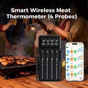 Thermomètres numériques <span class=keywords><strong>sans</strong></span> <span class=keywords><strong>fil</strong></span> intelligents rechargeables 820FT avec 4 sondes et graphiques pour cuisine, barbecue, four, fumoir, rôtissoire - Product Image 5