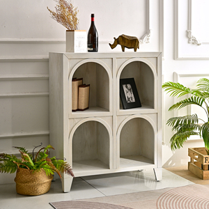 Mueble de Almacenamiento Multifuncional de Madera Maciza Blanca para la Entrada del Salón, Fácil de Montar, Estilo Moderno Rústico - Product Image 3