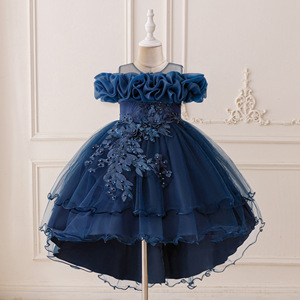 Robe de Cérémonie pour Enfants, Robe Élégante en Dentelle et Tulle pour Filles, Conception Personnalisée, Robes de Fête d'Anniversaire, de Vacances et de Spectacle de Piano - Product Image 1