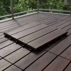 Article très demandé VG-1403GW Carreaux de sol en bois massif d'acacia, antidérapants, texture bois, décoration intérieure, extérieur, faits à la main, forme carrée - Product Image 1